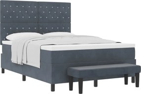 vidaXL Pat cu arcuri cu saltea Gri închis 140 x 200 cm Catifea