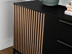 Comoda MEORATI 150x40 cm, neagra/dub artisan