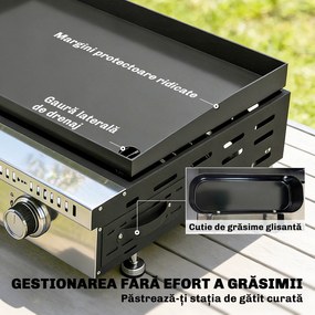Grătar pe Gaz Outsunny, portabil de masă, cu tavă pentru grăsime, culoare neagră. | Aosom Romania