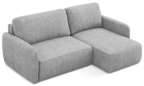 Colțar gri deschis extensibil/cu spațiu de depozitare cu tapițerie din chenille (cu colț pe partea dreaptă/cu șezlong) Lilo – Makamii