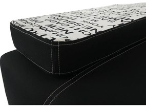 Canapea extensibilă cu spaţiu de depozitare, negru/model, ELIZE