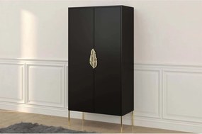 Dulap TV lemn masiv Merlin Personalizabilă Accesorii placate cu Aur, 80,1 × 40 × 160 cm - Alb