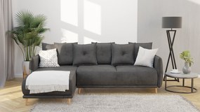 Coltar Extensibil Gamma 238 x 170 Cm Revesibil, Tapiterie Textila Gri Antracit
