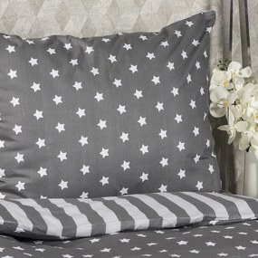 Lenjerie pat 1 pers., 4Home Stars gri, din bumbac, 140 x 200 cm, 70 x 90 cm