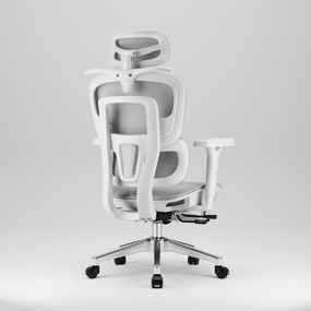 RESIGILAT- SIENA E15 Executive – Scaun Ergonomic cu Suport Lombar Reglabil pe Înălțime, Tetieră Reglabilă, Cotiere 3D, Șezut Extensibil, Reclinare 135°, Umeraș Integrat, Suport pentru Picioare și Bază Metalică, Mesh, Gri