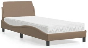 vidaXL Pat cu saltea, cappuccino, 90x200 cm piele ecologică