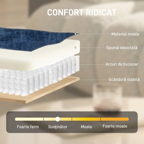 HOMCOM Fotoliu de Living Pivotant Îmbrăcat în Chenilă cu Șezut Lat, Fotoliu Modern pentru Dormitor cu Picioare Metalice, Albastru Închis | Aosom Romania