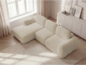 Colțar bej extensibil/cu spațiu de depozitare cu tapițerie din țesătură bouclé (cu colț pe partea stângă/cu șezlong) Montaigne – Bobochic Paris