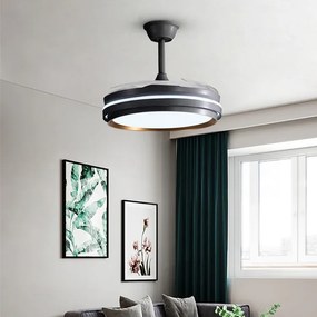 Lustra cu ventilator, ESC-417YY BK, design modern, Negru