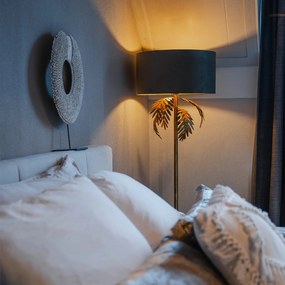 Lampă de podea vintage aurie 145 cm cu abajur din catifea taupe 50 cm - Botanica