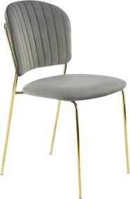 Scaun tapitat K499, gri/auriu, stofa catifelata, 47x56x85 cm