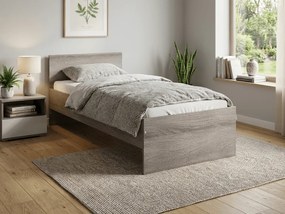 Pat ELISA 90 x 200 cm, stejar trufa Saltele: Cu saltele Deluxe 10 cm, Somiera pat: Fara somiera