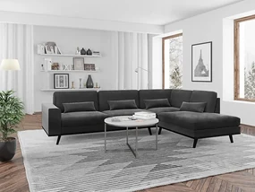 Colțar Seattle K106 Gri inchis, 291x202x85cm, Picioare: De lemn, Lemn: Pin