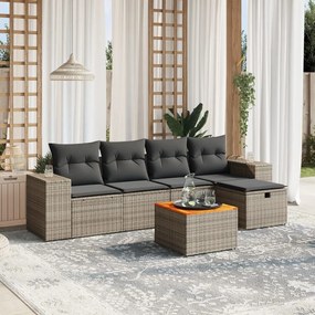 3265169 vidaXL Set mobilier grădină cu perne, 6 piese, gri, poliratan