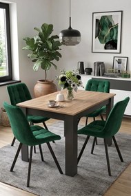 Scaun de masa SORIA VELVET cu picioare negre, verde