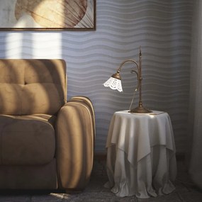 Lampa de masa din alama si abajur ceramic Zefira