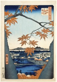 Reproducere Maples leaves at Mama, Hiroshige Utagawa