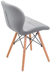 Scaune de sufragerie 4buc din piele, Light Grey
