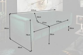 Canapea 3 locuri design elegant Noblesse, verde smarald