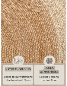 Covor în culoare naturală reversibil, țesut manual rotund din iută ø 120 cm Jutta Gold – Hanse Home