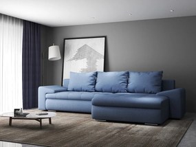 Colțar extensibil dumonde cu ladă de depozitare si sezut confortabil din spuma high-density, Leonardo Enjoy Albastru 260x185 cm II