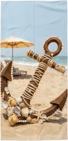 Prosop de plaja cu uscare rapida ANTIC ANCHOR colorat 70 x 140 cm, 100% microfibra
