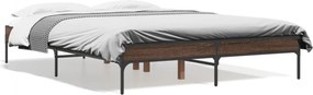 vidaXL Cadru de pat, stejar maro, 120x200 cm, lemn prelucrat și metal