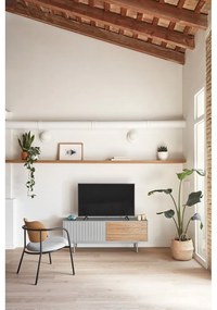 Comodă TV gri/în culoare naturală cu aspect de lemn de stejar 140x52 cm Sierra – Teulat