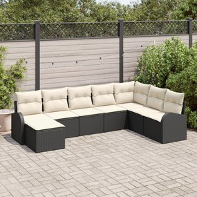 vidaXL Set Canapea Grădină 8 Piese Perne Negru Ratan Poliester