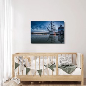 Tablou cu barcă cu pânze (90x60 cm)