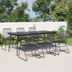 3060271 vidaXL Set mobilier de grădină, 7 piese, negru, ratan PVC