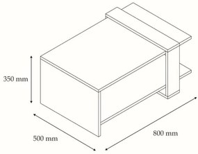 Măsuță de cafea OVA 35x80 cm maro/antracit