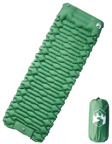vidaXL Saltea camping auto-gonflabilă, cu pernă, 1 persoană, verde