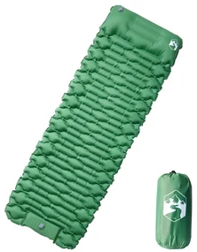 vidaXL Saltea camping auto-gonflabilă, cu pernă, 1 persoană, verde