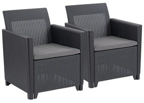 Fotoliu de grădină Claire duo din ratan, grafit