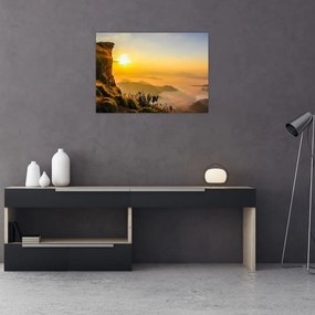 Tablou pe sticlă - Ceața de dimineață în vale (70x50 cm)