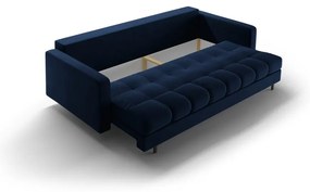 Canapea albastru-închis extensibilă, cu spațiu de depozitare cu tapițerie din catifea 222 cm Bali – Cosmopolitan Design