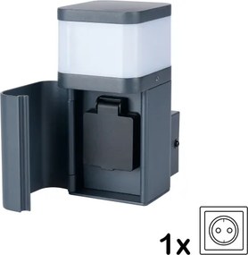 Brilagi - Aplică de exterior PILLAR cu priză Schuko, 1xG9/11W/230V, IP44, antracit