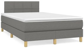 vidaXL Pat box spring cu saltea, gri închis, 120x190 cm, textil