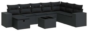 3325741 vidaXL Set mobilier de grădină cu perne, 9 piese, negru, poliratan