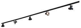 Sistem modern de iluminat pe șine cu 5 spoturi negre monofazate 300 cm - Iconic Jeany