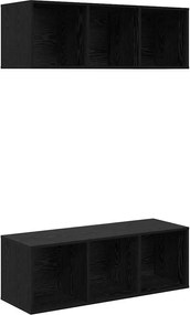 vidaXL Set comodă TV 2 pcs Stejar Negru 37 x 37 x 107 cm Lemn compozit