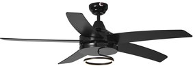 Ventilator de tavan negru 132cm incl. LED cu telecomandă - Cool Anello