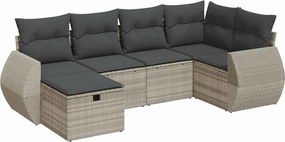 vidaXL Set canapele de grădină cu perne, 6 piese gri deschis poliratan