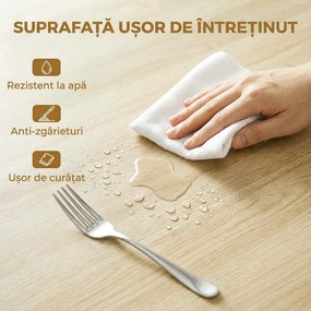 HOMCOM Masă Pliabilă pentru 2-6 Persoane, Cadru Dublu X din Oțel, Finisaj Natural | Aosom Romania