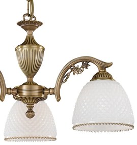 Candelabru cu 3 brate clasic design italian din alama si sticla 8601 RA-L. 8601/3