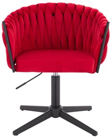 HR750CROSS Scaun Roşu din Catifea cu Bază Neagră