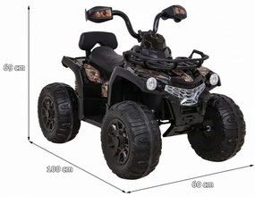 ATV Electric cu acumulator pentru copii NOVOKIDS™ Madness Quad PRO , Cu melodii si lumini, Lungime 100 cm, 3-8 ani , Max 30 kg , Roti EVA, 12V, Negru