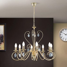 Candelabru 8 brate stil clasic cu cristale K9 Alessia auriu