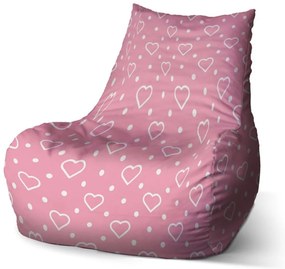 Sac de șezut Bean inimi și buline - pentru copii, roz